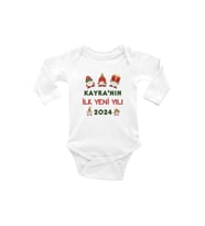 2024 İlk Yeni Yılım Gnomes Baskılı Uzun Kollu Bebek Body Zıbın