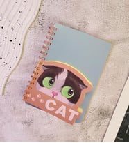 Sevimli Kedi Kapaklı Spiral Defter (Mavi)