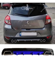 Renault Clio 3 HB Mavi Difüzör Çiftli Kare Egzoz Görünümlü D Tip Difizör