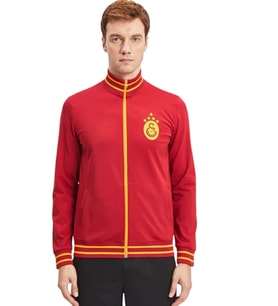 Galatasaray Orijinal Lisanslı Dik Yaka 5 Yıldızlı Fermuarlı Erkek Sweat (Kırmızı)
