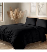 Organik Pamuk Akfil Nevresim Takımı Çift Kişilik 200x220 cm Siyah SİYAH 200 x 220
