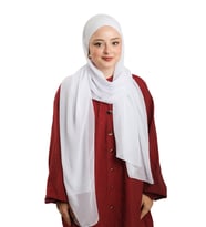 Beyaz Pratik Hazır Geçmeli Bone Şal Şifon Düz 2506_42
