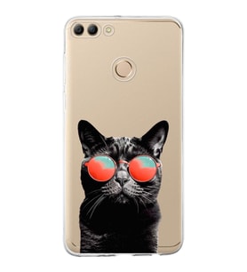 PrintiFy Huawei Y9 2018 ile Uyumlu 1mm Slim Fit Kedi 3 050d Baskılı Şeffaf  Kılıf