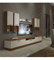 Decoraktiv Trendstyle 8DA Slm Tv Ünitesi Tv Sehpası - Ceviz Beyaz (Beyaz - Kahverengi)