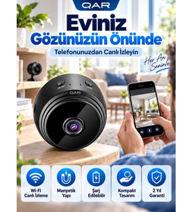 Kablosuz Mini Güvenlik Kamerası WiFi Canlı İzleme, Manyetik, Şarj Edilebilir