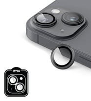 iPhone 15 / 15 Plus için IPG ProLENS Kamera Lens Koruyucu Alüminyum CD Çerçeveli, Kırılmaz Cam (Gri)