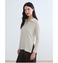LCW Comfort Bej Polo Yaka Fitilli Kadın Sweatshirt