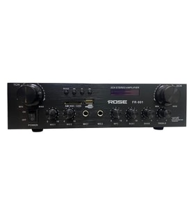 Rose FR-801 - 2X100 Watt 2 ZONE STEREO Mixer Amfi (Siyah)