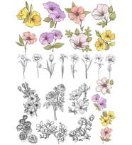 Çiçekler Sticker Set 23 Parça Telefon, Tablet, Defter, Laptop Sticker