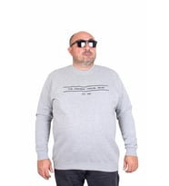 Starbattal Erkek Büyük Beden Sıfır Yaka 3ip Sweat Original 24203 GRI MELANJ