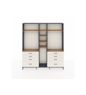 Arges Dolap 8 Raflı 8 Çekmeceli 3 Askılı 220x30x243 Antrasit-Çam/Aytaşı