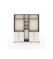 Arges Dolap 8 Raflı 8 Çekmeceli 3 Askılı 220x30x243 Antrasit-Çam/Aytaşı
