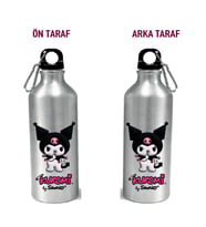 Metal Gumus Kancalı Baskılı Su Matarası 600ml. (510)
