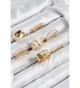 pilelistore Pirinç Kelebek Model Gold Renk Kadın Yüzük Kombin Set - TJ-BYK3815