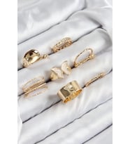 pilelistore Pirinç Kelebek Model Gold Renk Kadın Yüzük Kombin Set - TJ-BYK3815