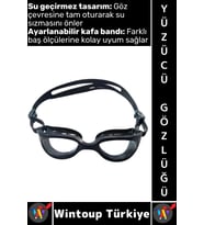 #Gözlük Ergonomik Konforlu Silikon Su Geçirmez Buğu Önleyen Ayarlanabilir Deniz Havuz Yüzücü Gözlüğü