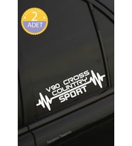 Volvo V90 Cross Country Nabız Kalp Atışı Ritim V90 Cross Country Araç Uyumlu Oto Sticker 2 Adet Beyaz 20*7CM