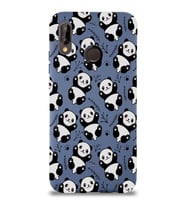 Huawei P 20 Lite Uyumlu Lansman Kılıf Panda Tasarımlı İçi Kadife Kapak-Petrol Mavisi (Şeffaf)
