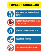 19x29cm Tuvalet Kuralları Metal Yönlendirme Levhası