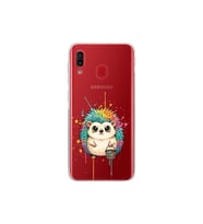 Samsung Galaxy A20 ile Uyumlu Splash Kirpi Tasarımlı Şeffaf Silikon Kılıf
