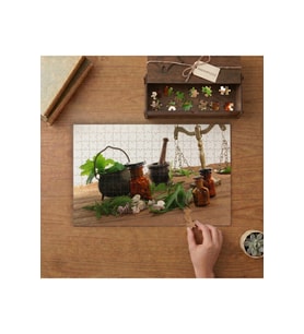 Bitkiler - İlaç Şişeleri Tasarımı 240 parça Ahşap Puzzle Ahşap Kutuda MP10325