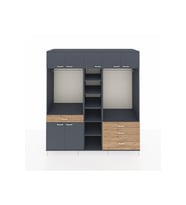 Kronos Dolap 11 Raflı 4 Çekmeceli 2 Askılı 220x59x243 Antrasit-Antrasit/Çam
