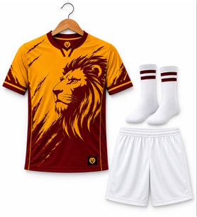 Galatasaray Arslan Temalı Sarı Kırmızı Çocuk Futbol Forma Seti 3 Parça Çorap Hediyeli