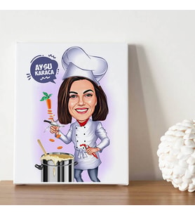 Chef Hatun Karikatürlü Kanvas Tablo