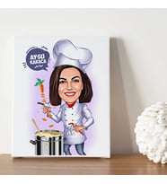 Chef Hatun Karikatürlü Kanvas Tablo