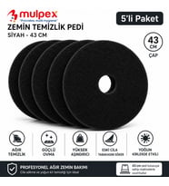 Mulpex 43 cm Siyah Zemin Pedi 5’li – Cila Sökme ve Ağır Temizlik Pedi