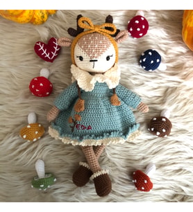 Amigurumi isme özel oyuncak geyik (Mavi)