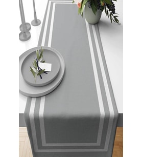 Gri Çerçeveli Desen Premium Masa Örtüsü Runner RNR366