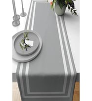 Gri Çerçeveli Desen Premium Masa Örtüsü Runner RNR366