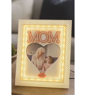 Led Işıklı İnci Taşlı Mom Kristal Fotoğraf Çerçevesi