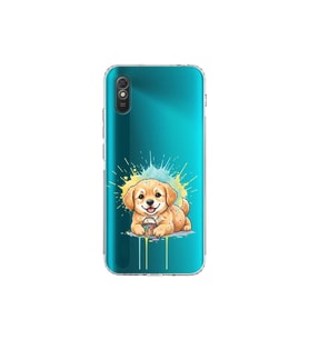 Redmi 9A ile Uyumlu Splash Köpek Tasarımlı Şeffaf Silikon Kılıf