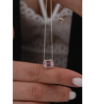 14 Ayar Altın Baget Kolye (Pembe)