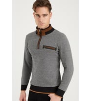 1039 DEWBERRY ERKEK SWEATSHIRT-DESENLİ SİYAH