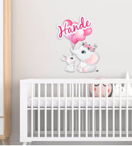 BK Gift Kişiye Özel Sevimli Fil Tasarımlı Çocuk Odası Ahşap Duvar Süsü-8 (Beyaz)