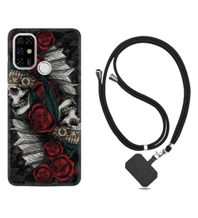 Casper E30 F20 X20 Kılıf Boyun Askılı Silikon Skull Rose 1673