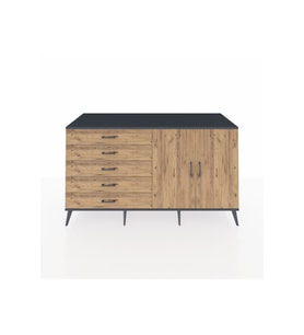 Kronos Konsol 2 Raflı 5 Çekmeceli 2 Kapaklı 176x59x99 Antrasit-Çam