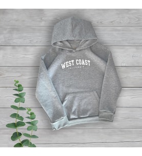 West Coast Göğüs Yazılı Unisex Oversize Gri Sweatshirt