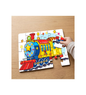 Rengarenk Tren Tasarımlı 24 Parça Ahşap Çocuk Puzzle MPK1230