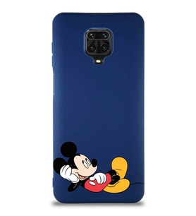 Xiaomi Redmi Note 9 Pro Soft Premier Kapak Mickey Mouse-F Tasarımlı Silikon Kılıf - Lacivert (Şeffaf)