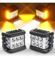 Off Road Motosiklet 45w 12 Led 10cm Beyaz Turuncu Çakarlı Kare Sis Farı Çalışma Lambası 2 Adet
