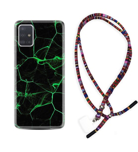 Samsung a71 A72 A73 A7 A9 2018 C7 C9 Kılıf Boyun Asklı Rasta Silikon Yeşil Şerit Mermer 1320
