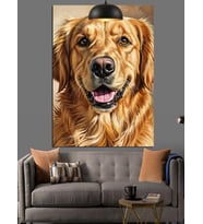 Golden Retriever Köpek Gülen Dekoratif Kanvas - Mdf Ahşap Tablo