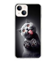 PrintiFy Apple  iPhone 13 Mini ile Uyumlu 1mm Slim Fit Kedi 2 050c Baskılı Şeffaf  Kılıf