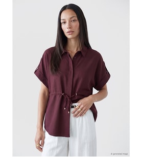 LCW EVERYDAY Bordo Bağcıklı Oversize Kadın Gömlek