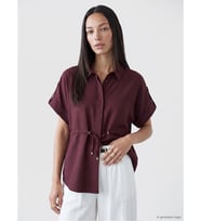 LCW EVERYDAY Bordo Bağcıklı Oversize Kadın Gömlek