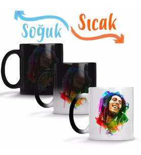 Bob Marley Mutluluğun Rengi Sihirli Kupa Bardak Porselen